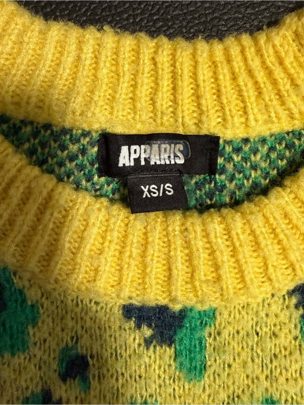 Apparis Yellow Green Leopard-Print Crewneck Sweater - Picture 3 of 6
